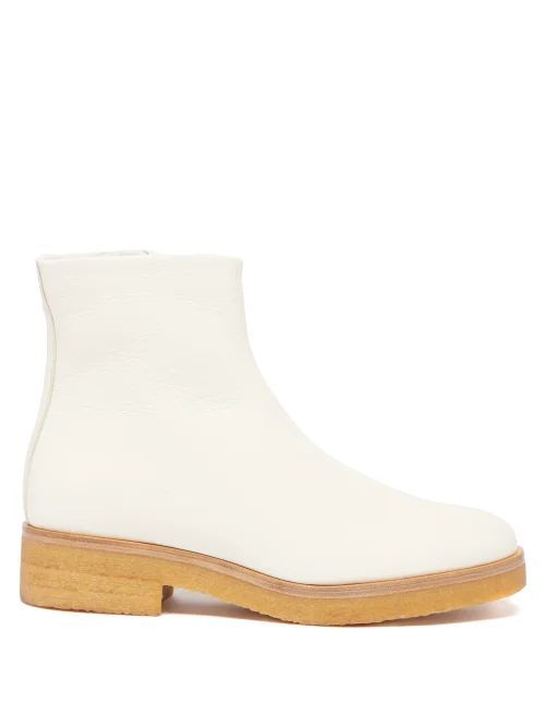 Boris Leather Ankle Boots - Womens - White