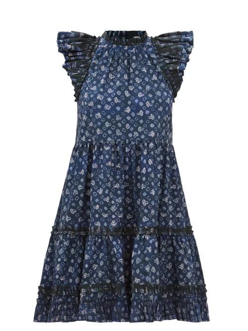 Joan Shibori-print Cotton Dress - Womens - Navy Multi