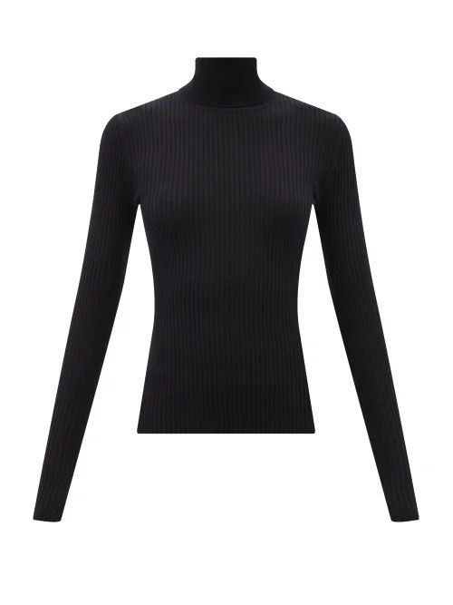 Peppe Roll-neck Ribbed Cashmere Sweater - Womens - Black