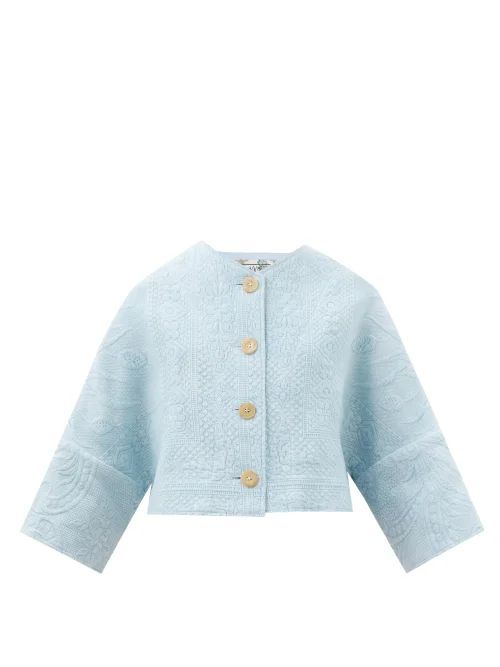 Bella 19th-century Cropped Cotton Jacket - Womens - Blue