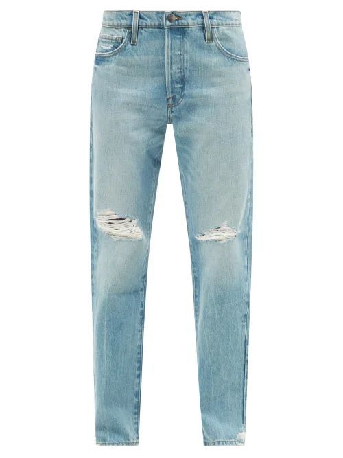 Le Slouch Distressed Straight-leg Jeans - Womens - Light Blue