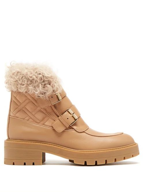 Ryan Shearling-lined Leather Boots - Womens - Beige