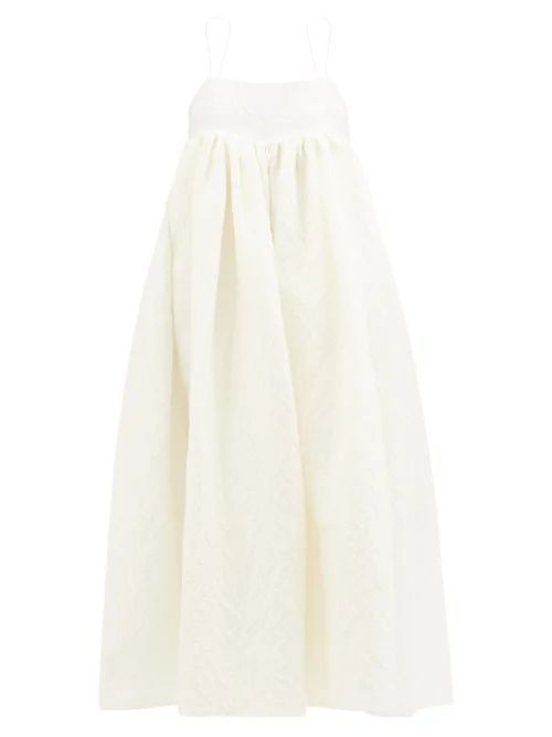 Beth Linen-blend Plissé Dress - Womens - Ivory