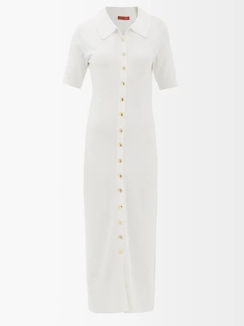 Hestia Buttoned Wool-blend Midi Dress - Womens - White