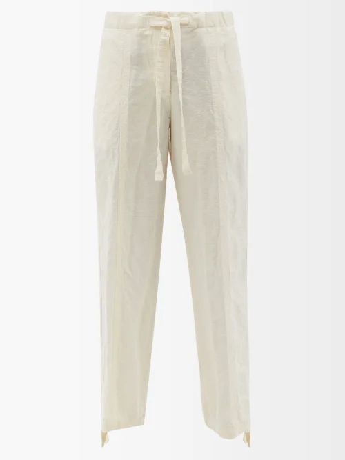 Linen-blend Wide-leg Trousers - Womens - Cream
