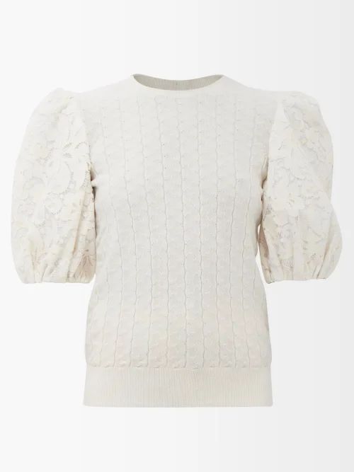 Rosalyn Merino-blend Puff-sleeve Sweater - Womens - Ivory