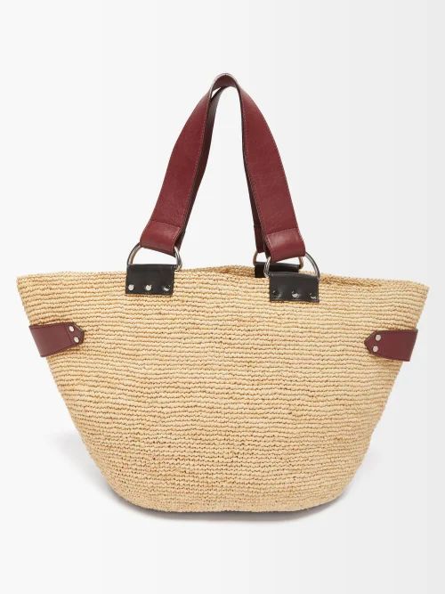 Bahiba Leather-trim Raffia Basket Bag - Womens - Beige Multi