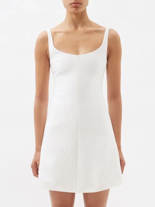 Talia Square-neck Twill Dress - Womens - Ivory