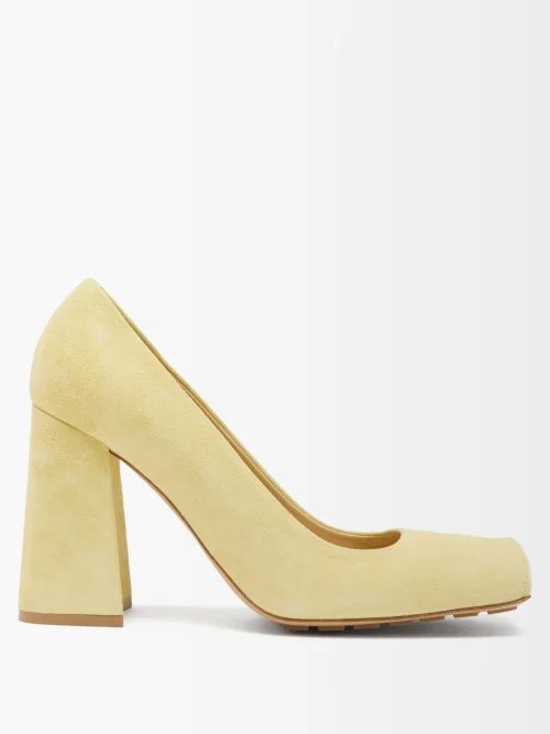 Tower Square-toe Suede Pumps - Womens - Beige