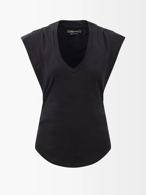 Zofia V-neck Cotton-jersey T-shirt - Womens - Black