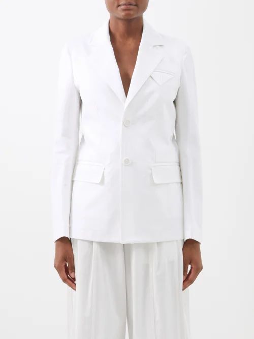 Single-breasted Sanded Cotton-twill Jacket - Womens - White