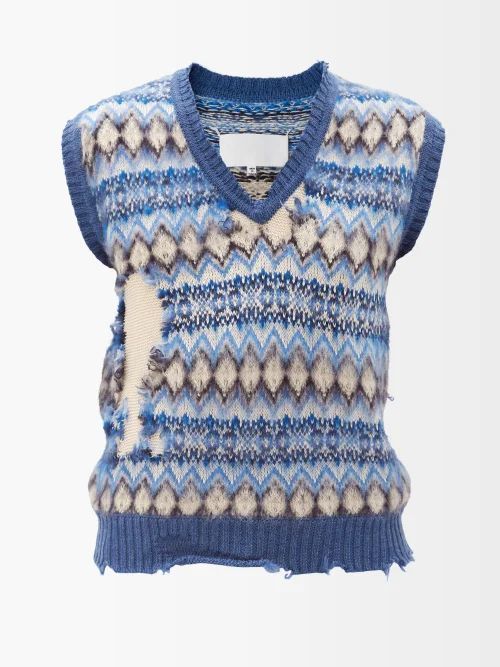 Anarchic Fair Isle Wool-blend Sweater Vest - Womens - Blue Multi
