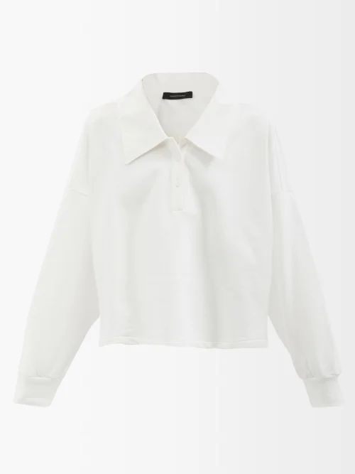 Joy Drop-shoulder Cotton-jersey Polo Shirt - Womens - Cream