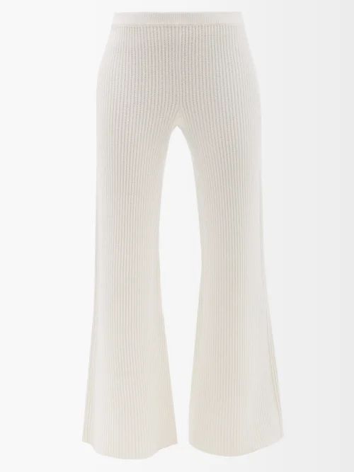Nadia Rib-knitted Cashmere-blend Trousers - Womens - Ivory