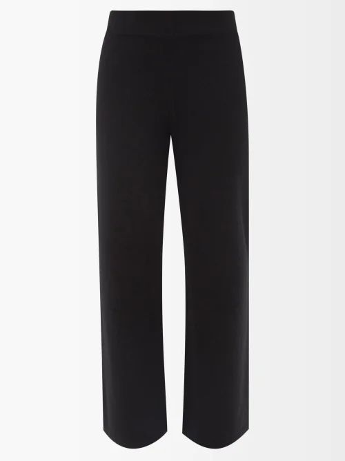 Cropped Wool-blend Wide-leg Trousers - Womens - Black