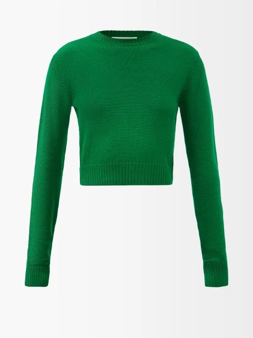 Logo-embroidered Wool Sweater - Womens - Green