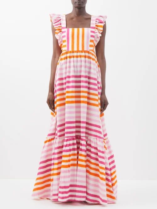 Dafne Striped Cotton-poplin Maxi Dress - Womens - Pink Stripe