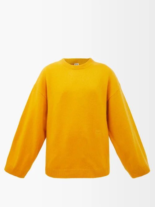 Monogram-embroidered Wool-blend Sweater - Womens - Orange