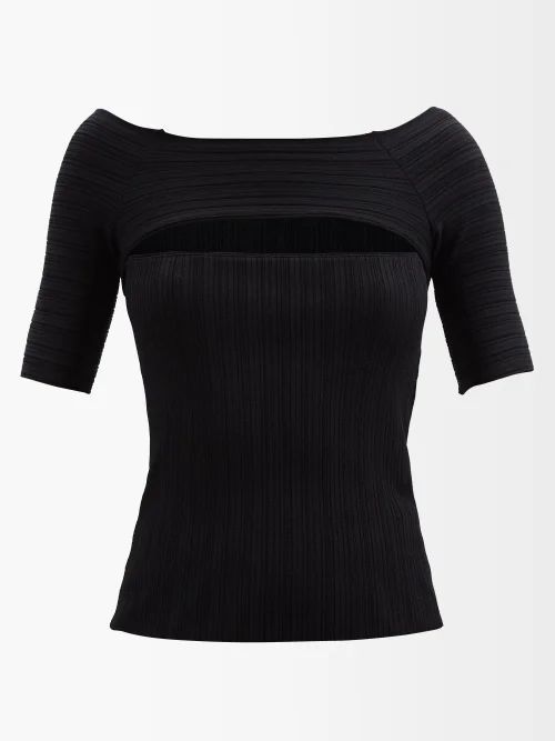 Off-the-shoulder Ribbed-knit Top - Womens - Black