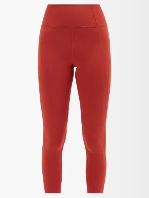 High-rise Compression Cropped Leggings - Womens - Dark Red