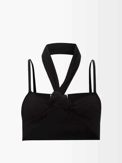 Knotted Cotton-jersey Crop Top - Womens - Black