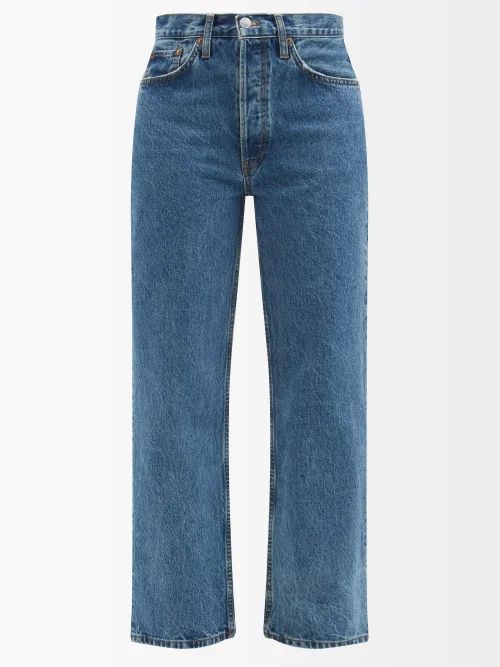 90s Cropped Straight-leg Jeans - Womens - Mid Denim