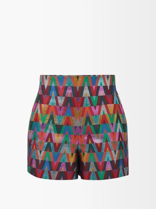 V Optical-jacquard Metallic Shorts - Womens - Multi