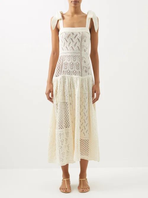 Anneke Patchwork Knit Dress - Womens - Cream