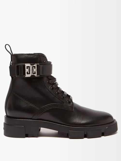 4g-buckle Leather Boots - Womens - Black