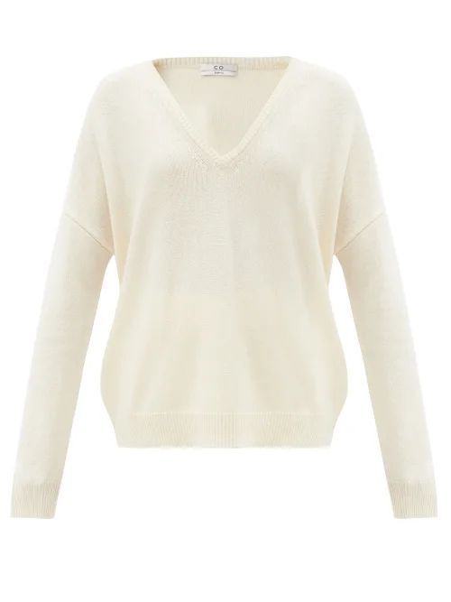V-neck Cashmere Sweater - Womens - Ivory