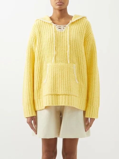 90s Baja Organic Cotton-blend Hooded Sweatshirt - Womens - Yellow