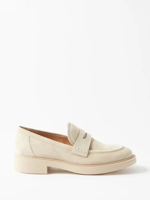 Harris Suede Penny Loafers - Womens - Nude