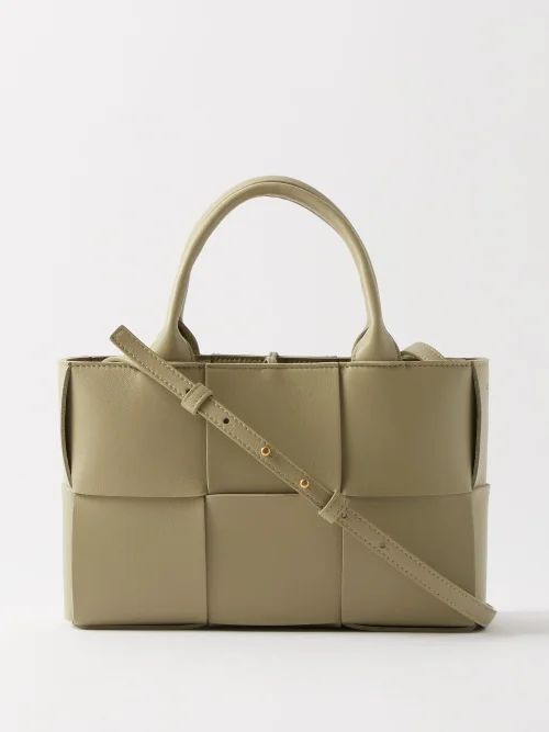 Arco Mini Intrecciato-leather Tote Bag - Womens - Khaki