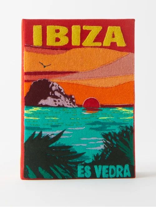 Ibiza Es Vedrà Embroidered Book Clutch Bag - Womens - Orange Multi