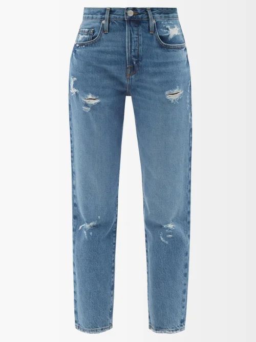 Le Original Distressed Straight-leg Jeans - Womens - Mid Denim