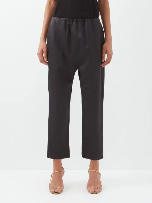 Geneve Cropped Silk-blend Tailored Trousers - Womens - Black