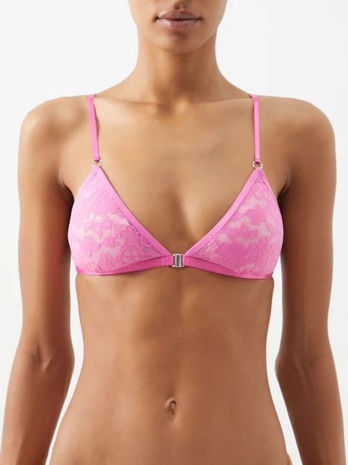 Signature Lace Padded Bralette - Womens - Pink