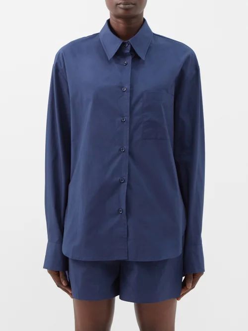 Lui Patch-pocket Cotton-poplin Shirt - Womens - Navy
