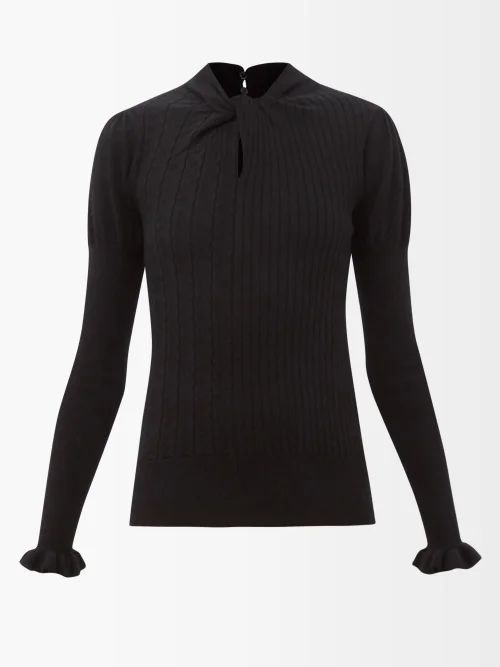 Bea High-neck Ribbed Merino-blend Sweater - Womens - Black