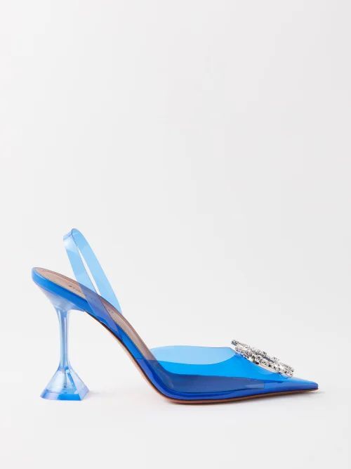 Begum 95 Crystal-embellished Pvc Slingback Pumps - Womens - Blue