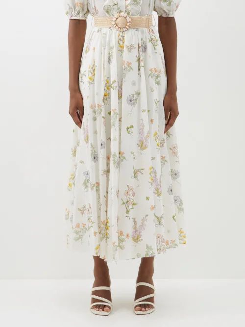 Jeannie Belted Floral-print Cotton Maxi Skirt - Womens - Floral