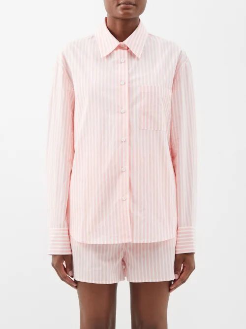 Lui Striped Organic-cotton Poplin Shirt - Womens - Pink White