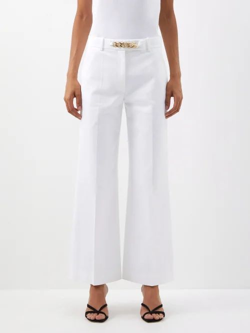 Gabardine Wide-leg Culotte Trousers - Womens - White