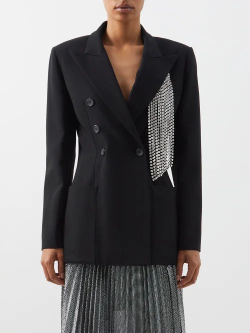 Crystal-embellished Crepe Tailored Blazer - Womens - Black