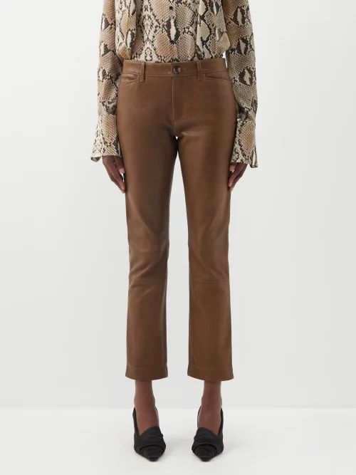 Gonda Cropped Leather Trousers - Womens - Brown