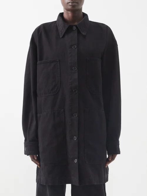 Organic-cotton Giant Denim Jacket - Womens - Black
