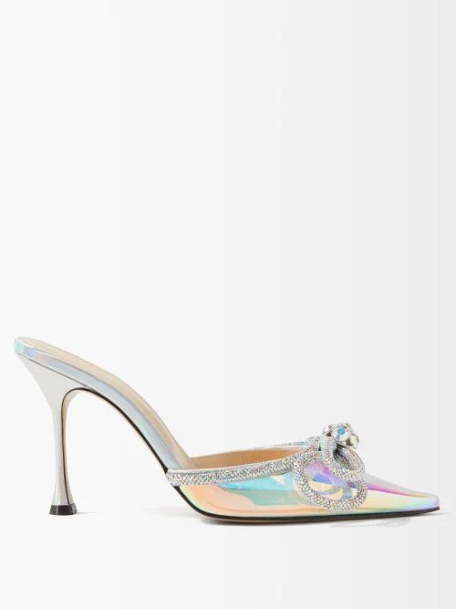 Double Bow 100 Crystal-embellished Pvc Mules - Womens - Multi