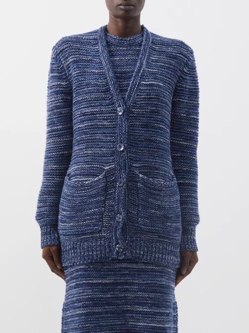 Space-dyed Recycled-cashmere Cardigan - Womens - Blue Stripe