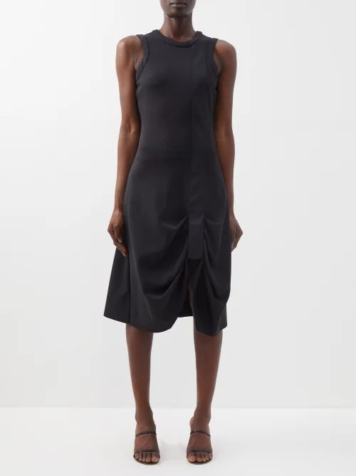 Draped Asymmetric Scuba Dress - Womens - Black
