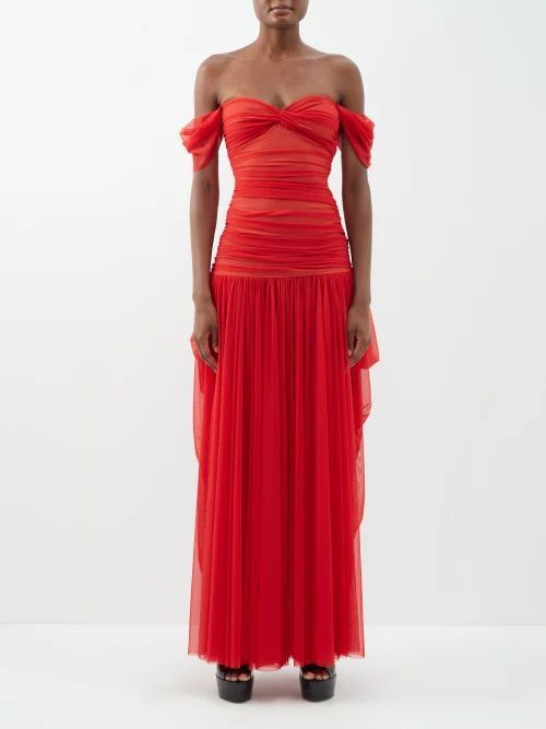 Walter Bardot Mesh Goddess Dress - Womens - Red